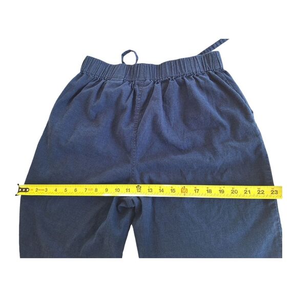 Pappagallo Linen Blend Loose Cropped Pant Embellished Drawstring Pockets S Blue - Picture 12 of 16